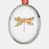 Gele Bloem Libel Metalen Ornament (Links)