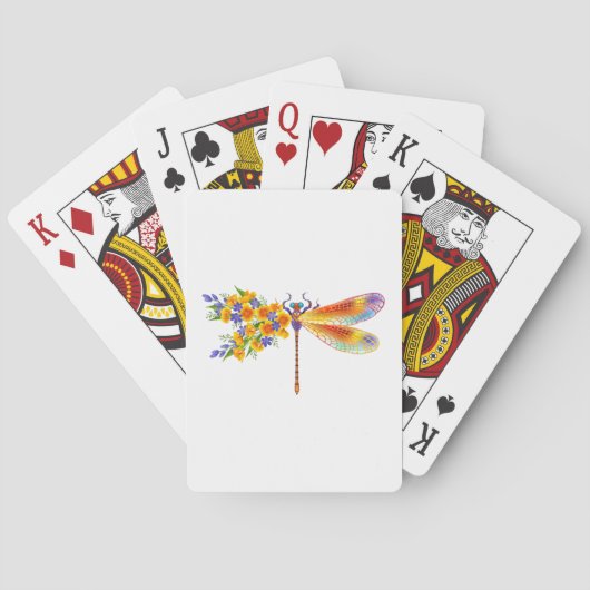Gele Bloem Libel Pokerkaarten (Achterkant)