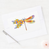 Gele Bloem Libel Rechthoekige Sticker (Envelop)