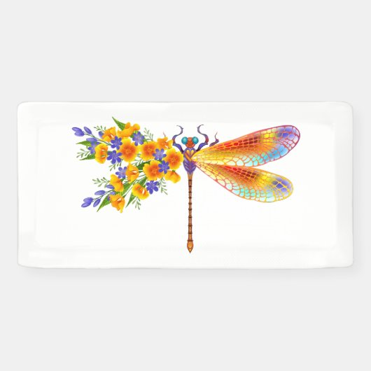Gele Bloem Libel Spandoek (Horizontaal)