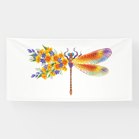 Gele Bloem Libel Spandoek (Horizontaal)