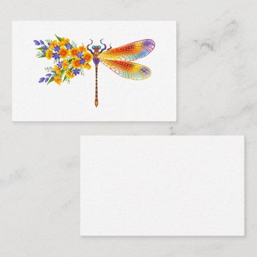 Gele Bloem Libel Visitekaartje (Voorkant / Achterkant)