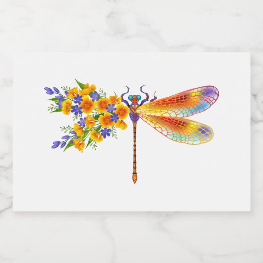 Gele Bloem Libel Voedselcontainer Etiket (Enkel label)