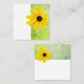 Gele bloem lime groen en wit minimalistisch vierkante visitekaartje (Voorkant / Achterkant)