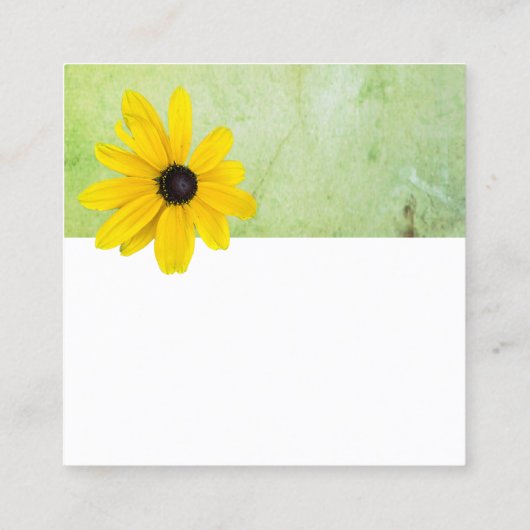 Gele bloem lime groen en wit minimalistisch vierkante visitekaartje (Achterkant)