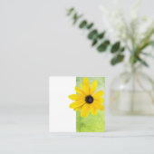 Gele bloem lime groen en wit minimalistisch vierkante visitekaartje (Staand voorkant)