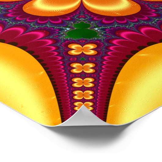 Gele bloem Mandelbrot Mandala Poster (Hoek)