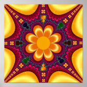 Gele bloem Mandelbrot Mandala Poster (Voorkant)