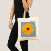 Gele bloem met blauwe achtergrond tote bag (Voorkant (product))