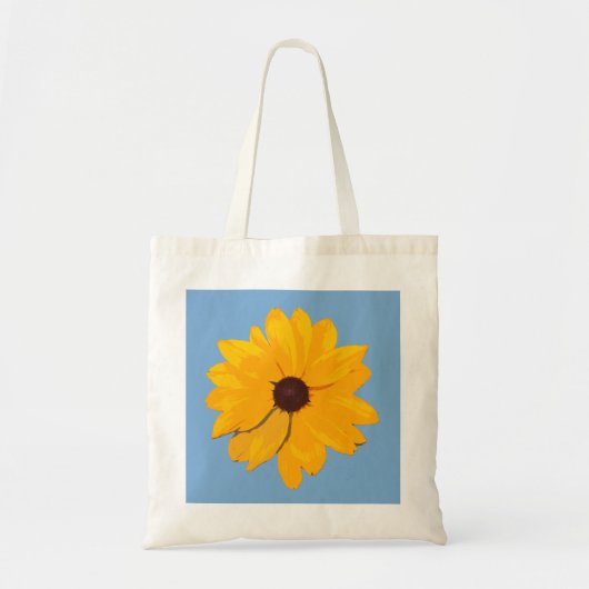 Gele bloem met blauwe achtergrond tote bag (Voorkant)