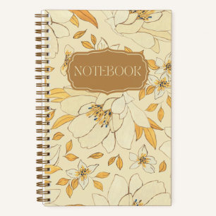 Gele bloem met bloemen en bladeren notitieboek