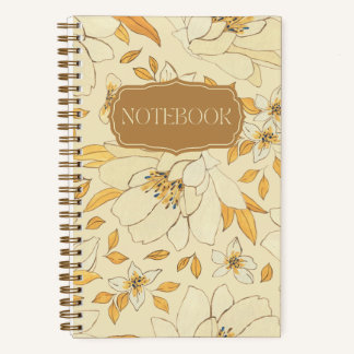 Gele bloem met bloemen en bladeren notitieboek