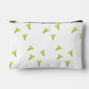 Gele bloem met groene bladeren op wit etui