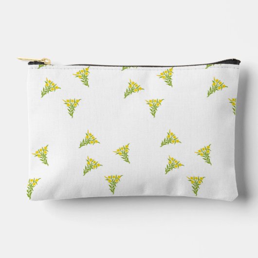 Gele bloem met groene bladeren op wit etui (Voorkant)