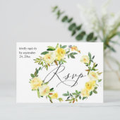 Gele bloem met maaltijd 2 RSVP kaartje (Staand voorkant)