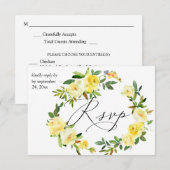 Gele bloem met maaltijd 2 RSVP kaartje (Voorkant / Achterkant)