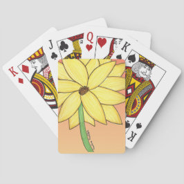 Gele bloem met oranje achtergrond pokerkaarten