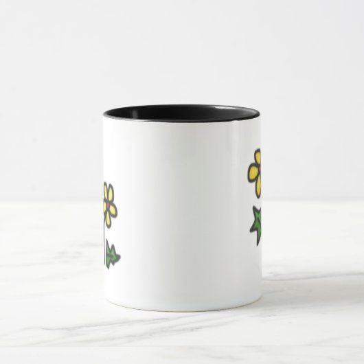 Gele bloem met zoete tekening mok (Midden)