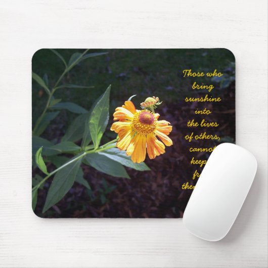 Gele bloem mousepad met James Barrie quote Muismat (Met muis)