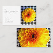 Gele bloem op houndstooth contactkaartje (Voorkant / Achterkant)
