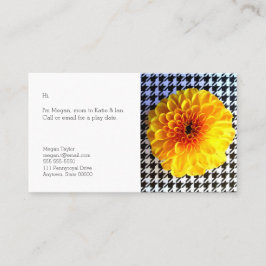 Gele bloem op houndstooth contactkaartje