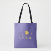 Gele bloem op lavendelblauw tote bag (Voorkant)