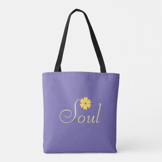 Gele bloem op lavendelblauw tote bag (Achterkant)