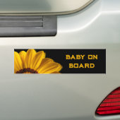 Gele bloem op zwarte achtergrond bumpersticker (Op auto)