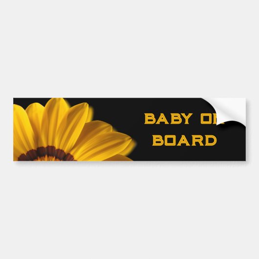 Gele bloem op zwarte achtergrond bumpersticker (Voorkant)
