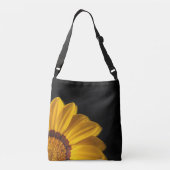 Gele bloem op zwarte achtergrond crossbody tas (Achterkant)