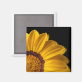 Gele bloem op zwarte achtergrond magneet (Voorkant / Achterkant)