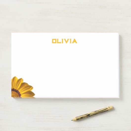 Gele bloem op zwarte achtergrond post-it® notes (Op bureau)