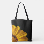Gele bloem op zwarte achtergrond tote bag (Achterkant)