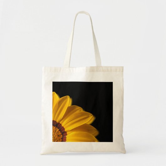 Gele bloem op zwarte achtergrond tote bag (Voorkant)