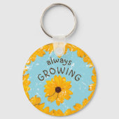 Gele Bloem Rustieke Robin Ei Blauw Altijd Groeien Sleutelhanger (Voorkant)