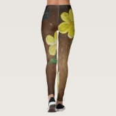 Gele bloem schilderij leggings (Achterkant)
