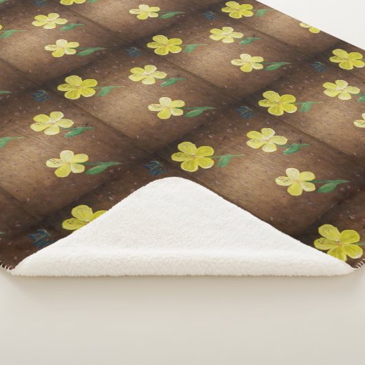 gele bloem schilderij sherpa deken (3/4)