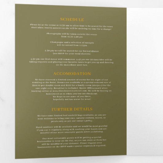 Gele bloem Sibbaldia bruiloft alles in één Drieluik Uitnodiging (Binnenzijde eerst)