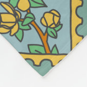 Gele bloem stempel patroon fleece deken (Hoek)