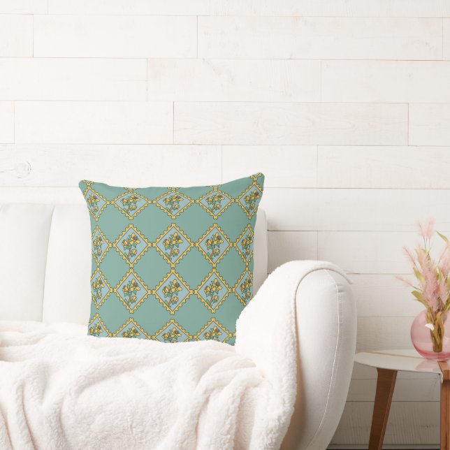 Gele bloem stempel patroon kussen (Bank)