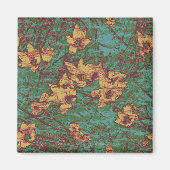 Gele bloem tegen bladcamouflage 2 magneet (Voorkant)