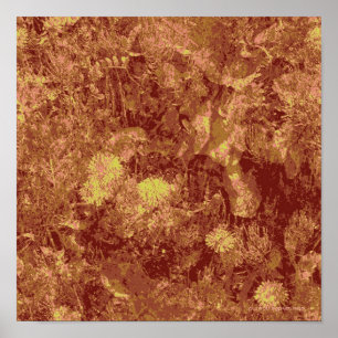 Gele bloem tegen bladcamouflage 2 poster