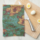 Gele bloem tegen bladcamouflage 2 theedoek (Quarter Fold)