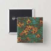 Gele bloem tegen bladcamouflage 2 vierkante button 5,1 cm (Voorkant /achterkant)