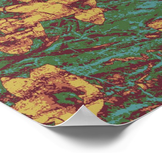 Gele bloem tegen bladcamouflage poster (Hoek)