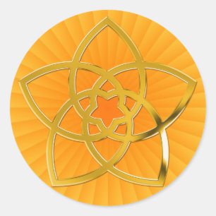 Gele Bloem van het Venus van het symbool/GOUD Ronde Sticker