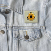 Gele Bloem Vierkante Knop – Modern Bloemendesign Button 5,1 Cm (In situ)