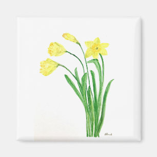 Gele bloem waterverf bloemen magneet