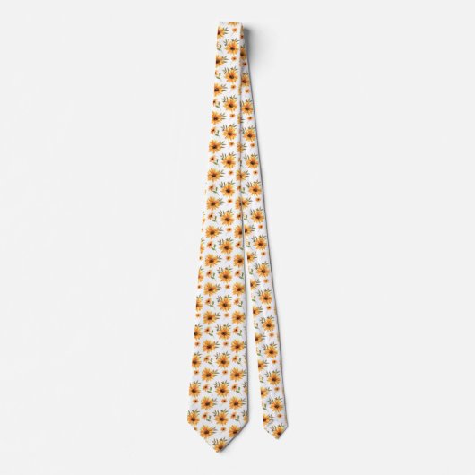 Gele Bloem Waterverf Bloemen Schilderen Stropdas (Voorkant)