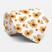 Gele Bloem Waterverf Bloemen Schilderen Stropdas (Opgerold)